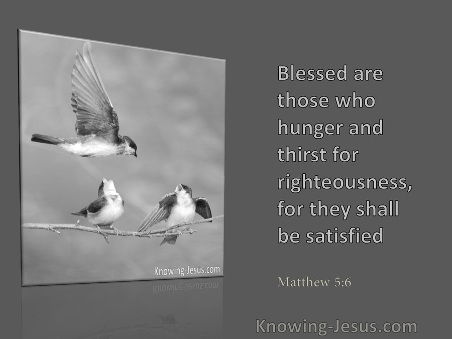 Matthew 5:6 Blessed are They Who Hunger and Thirst (gray)